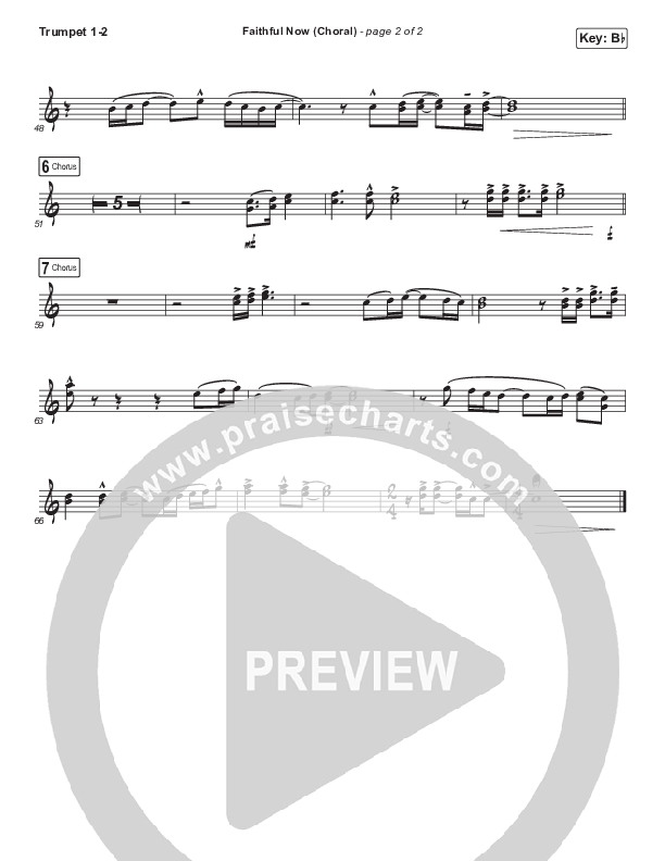 Faithful Now (Choral Anthem SATB) Trumpet 1,2 (Vertical Worship / Arr. Luke Gambill)