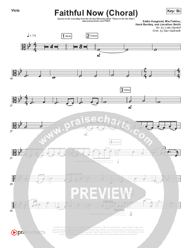 Faithful Now (Choral Anthem SATB) Viola (Vertical Worship / Arr. Luke Gambill)