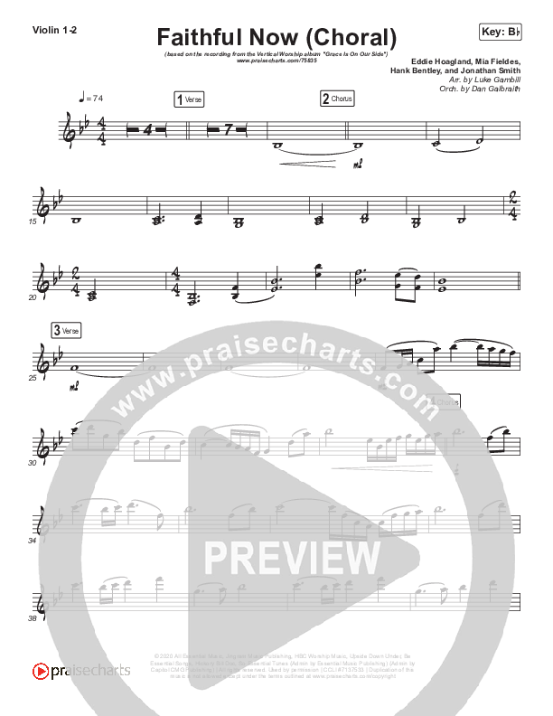 Faithful Now (Choral Anthem SATB) Violin 1/2 (Vertical Worship / Arr. Luke Gambill)