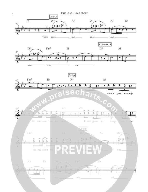 True Love (Single) Lead Sheet (Willamette Music)