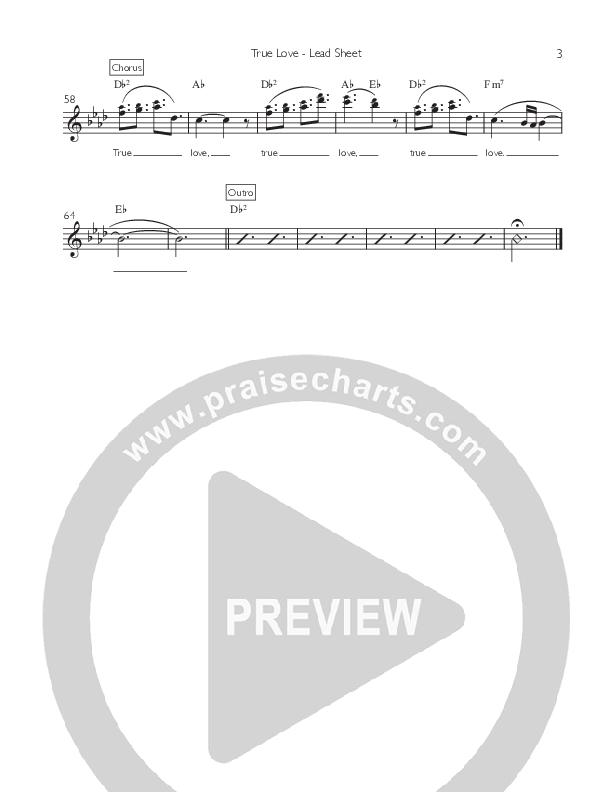 True Love (Single) Lead Sheet (Willamette Music)