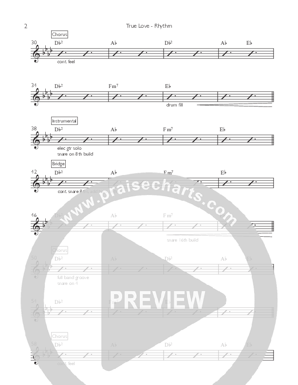 True Love (Single) Rhythm Chart (Willamette Music)