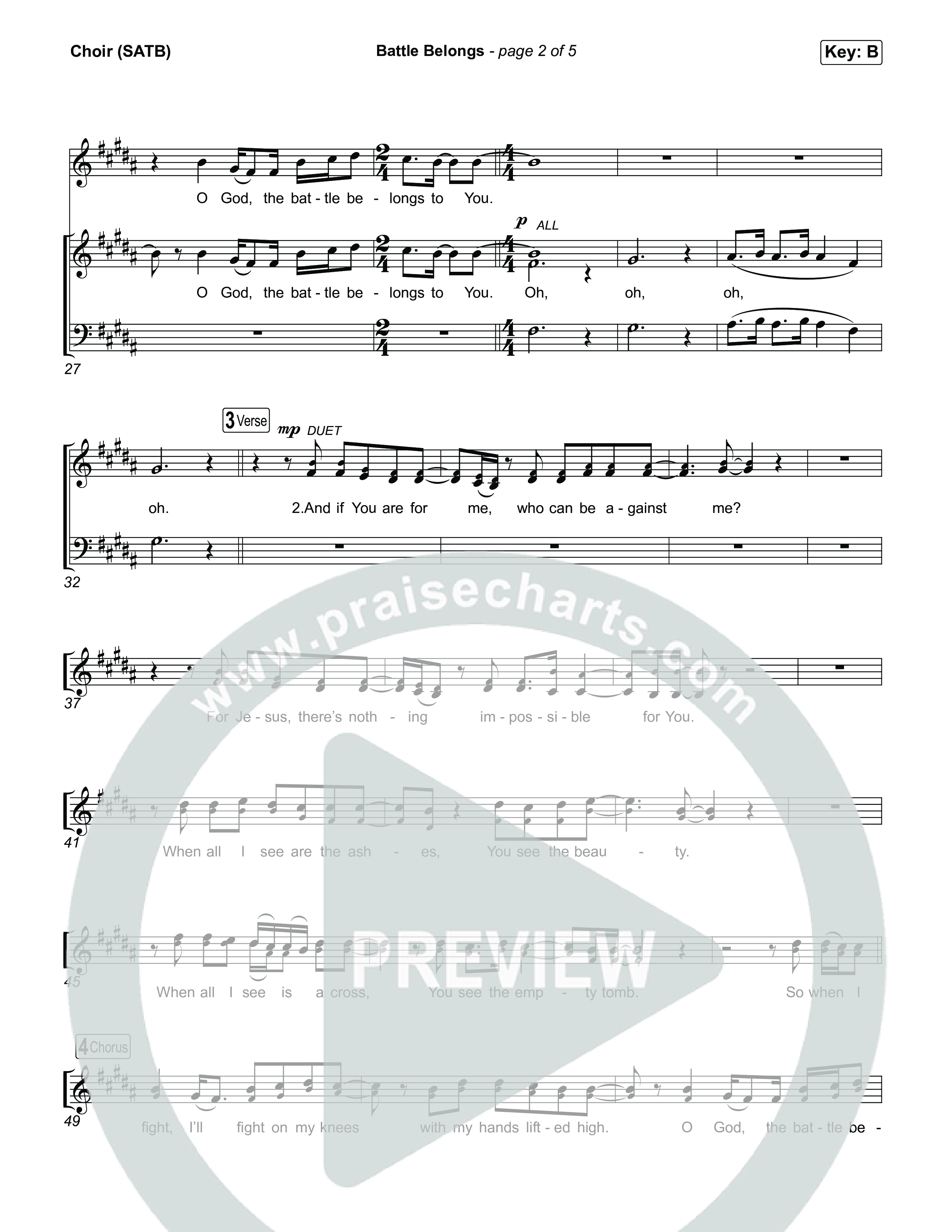 Battle Belongs (Acoustic) Choir Sheet (SATB) (Phil Wickham)