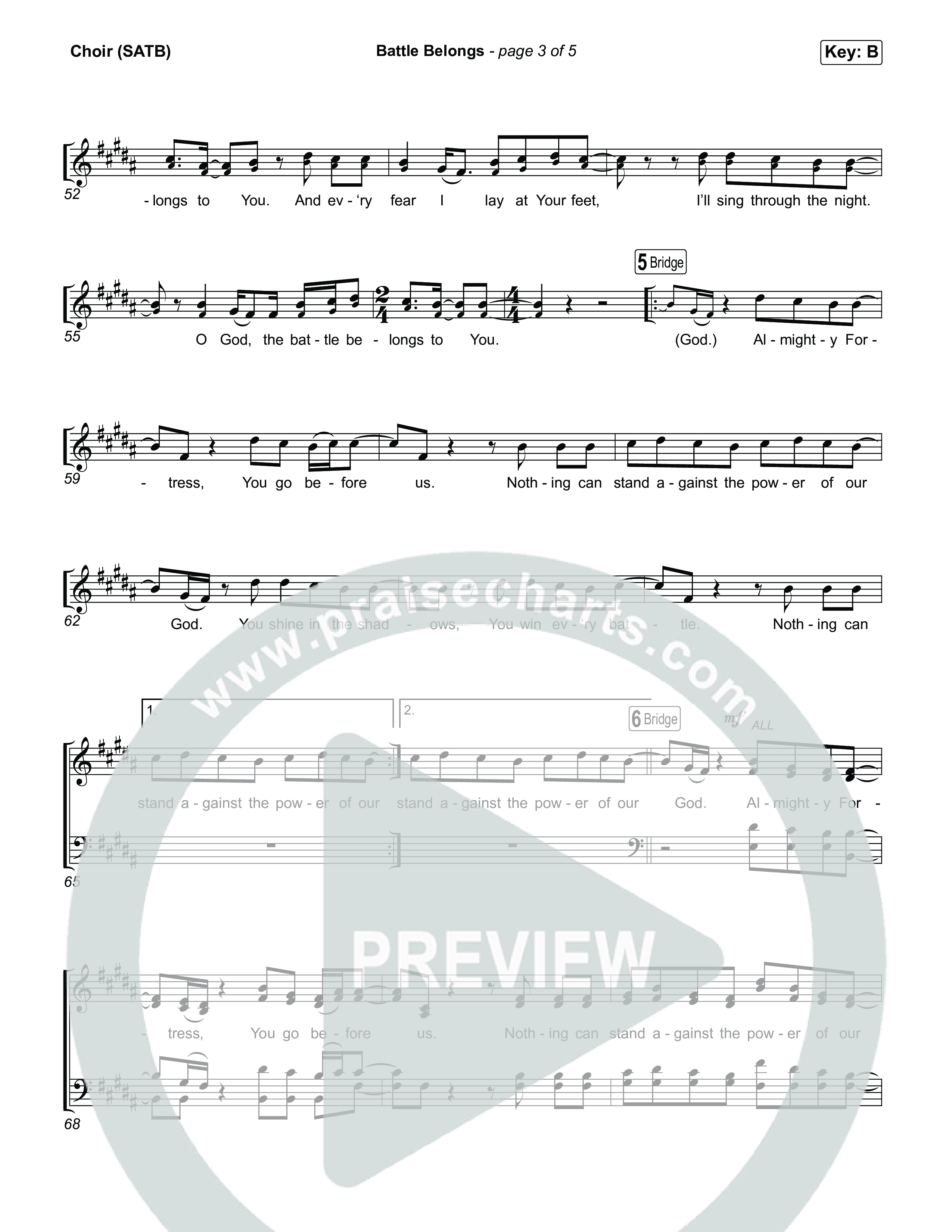 Battle Belongs (Acoustic) Choir Sheet (SATB) (Phil Wickham)