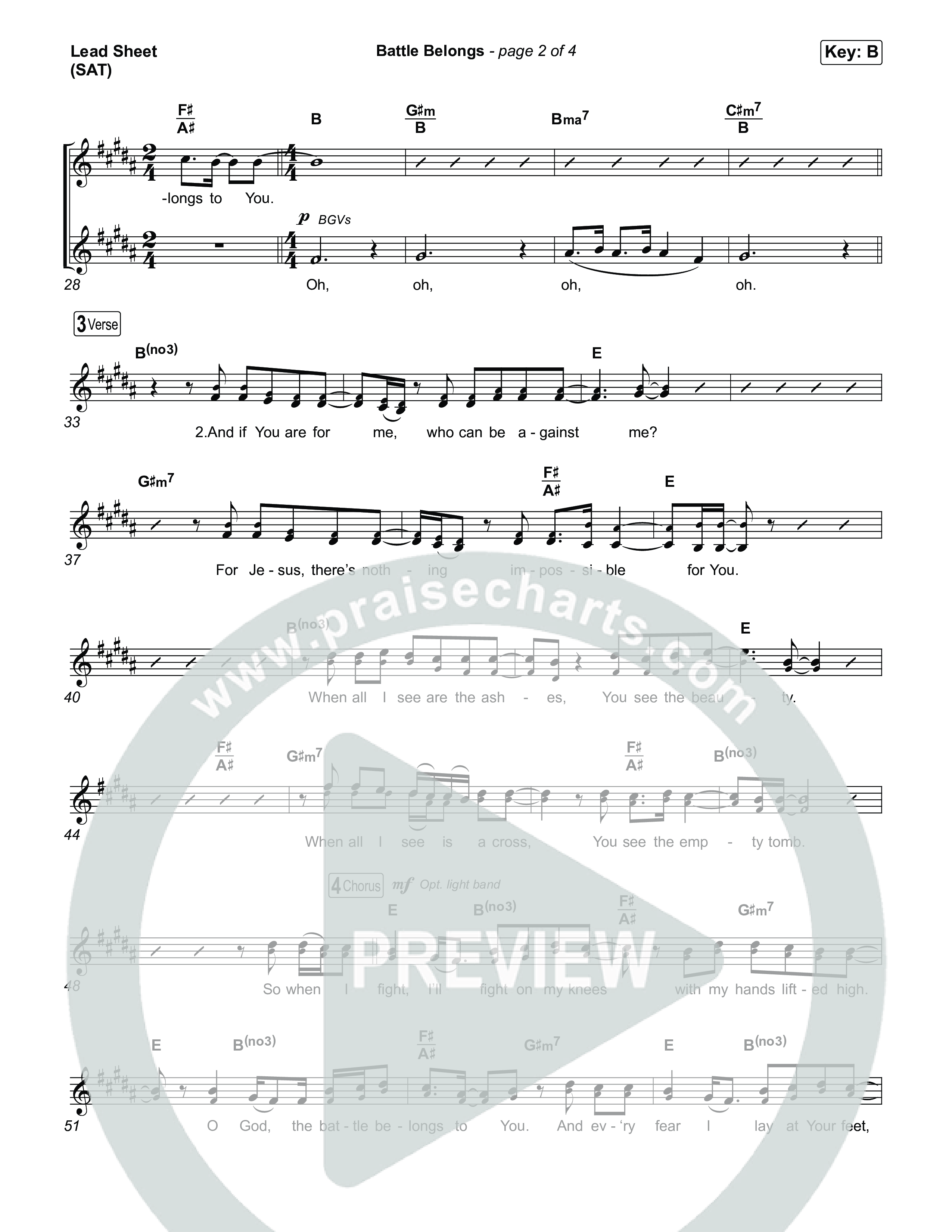 Battle Belongs (Acoustic) Lead Sheet (SAT) (Phil Wickham)