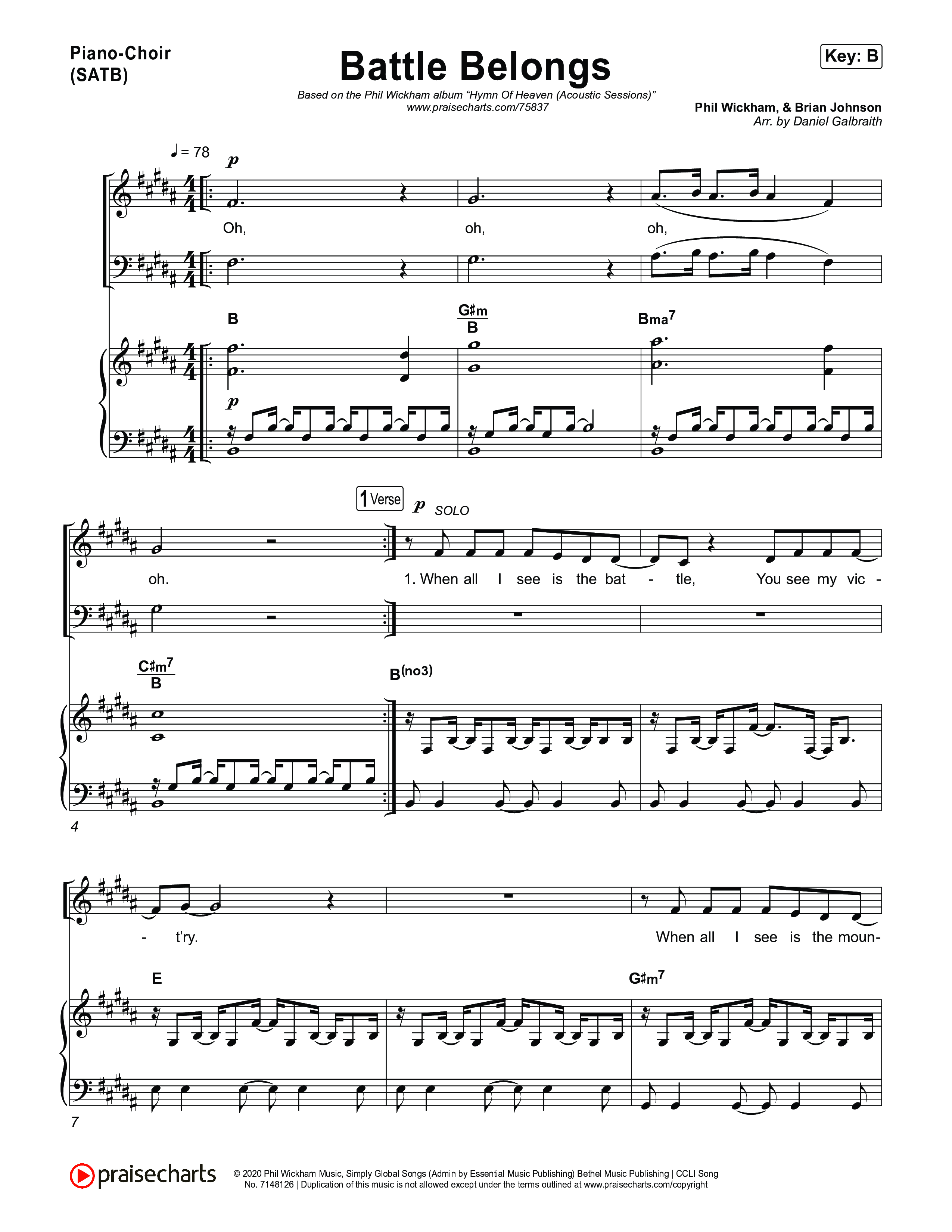 Battle Belongs (Acoustic) Piano/Vocal Pack (Phil Wickham)