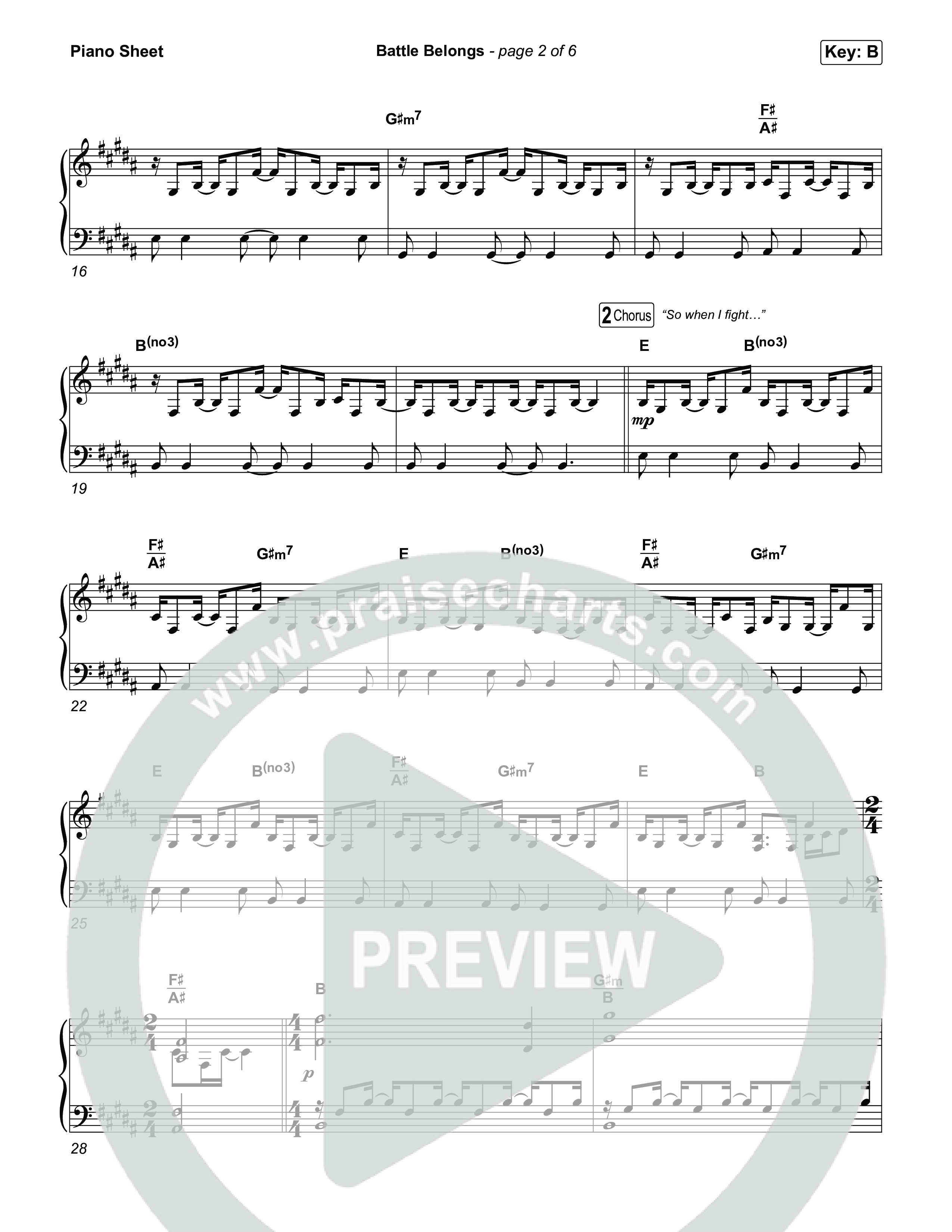 Battle Belongs (Acoustic) Piano Sheet (Phil Wickham)