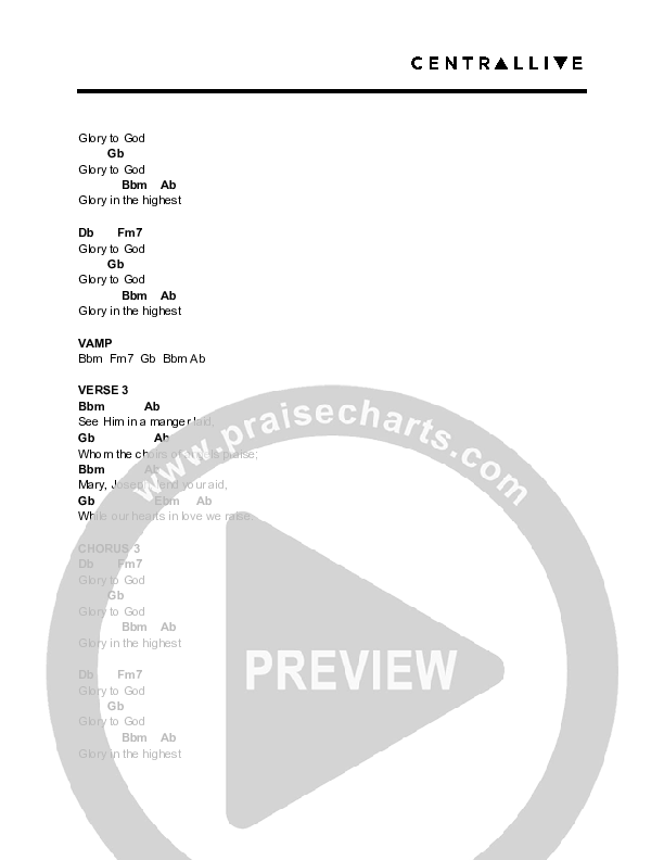 Glory In The Highest Chord Chart (Central Live)