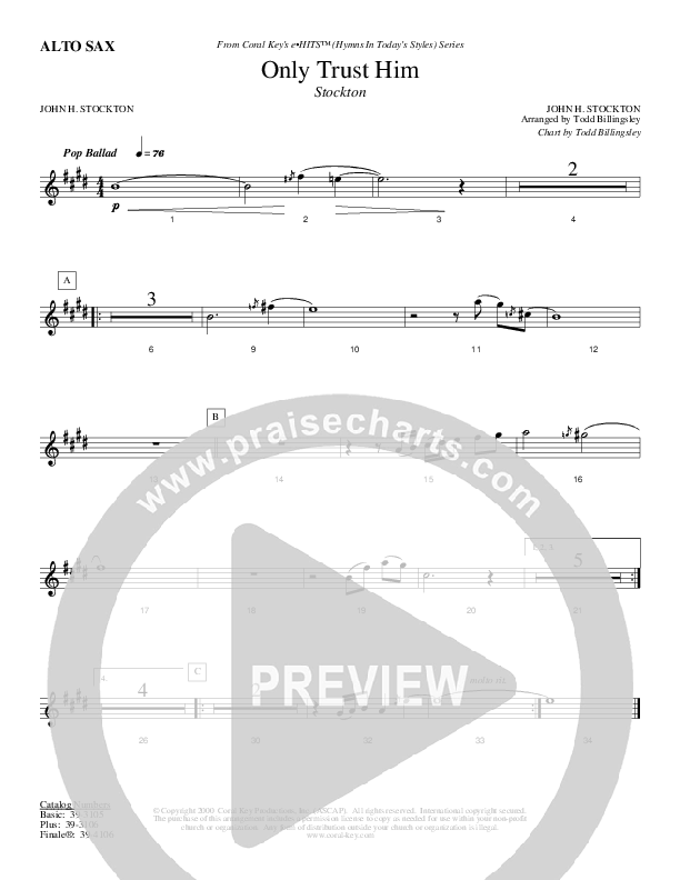 Only Trust Him Alto Sax (Todd Billingsley)