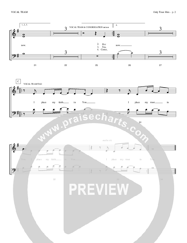 Only Trust Him Choir Sheet (Todd Billingsley)