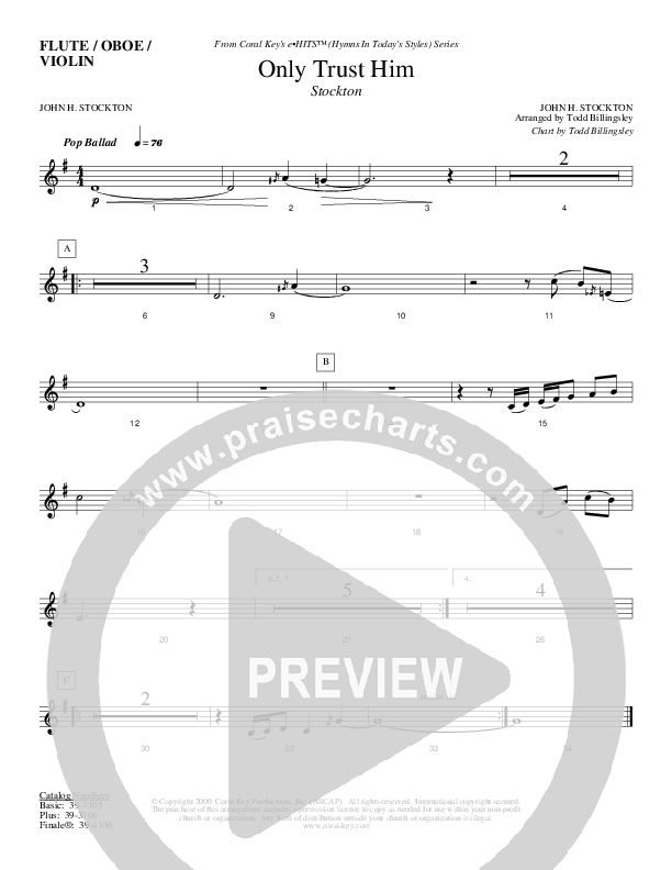 Only Trust Him Flute/Oboe (Todd Billingsley)