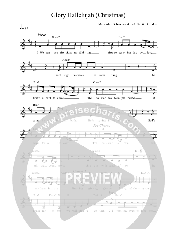 Glory Hallelujah (Christmas) (Live) Lead Sheet (REVERE / Thrive Worship)