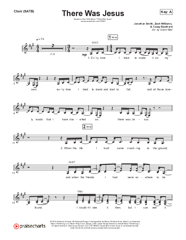 There Was Jesus Choir Sheet (SATB) (CAIN)