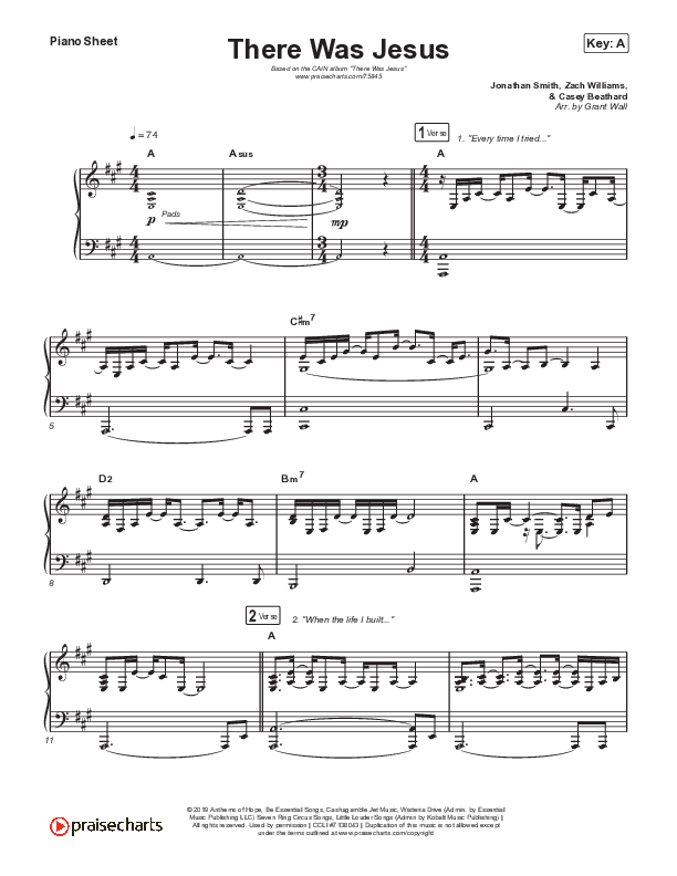 There Was Jesus Piano Sheet (CAIN)
