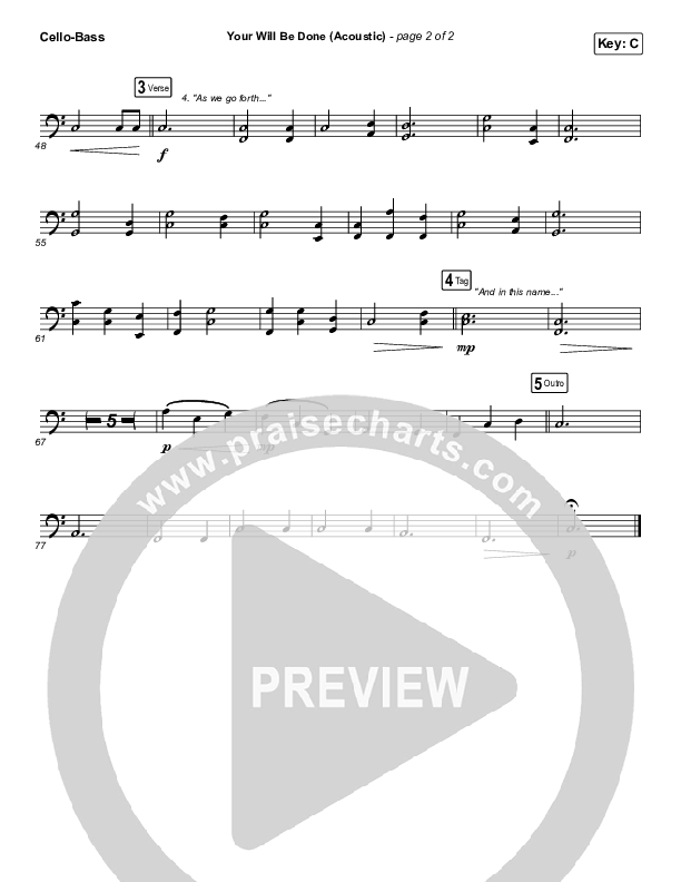 Your Will Be Done (Acoustic) Cello/Bass (CityAlight)