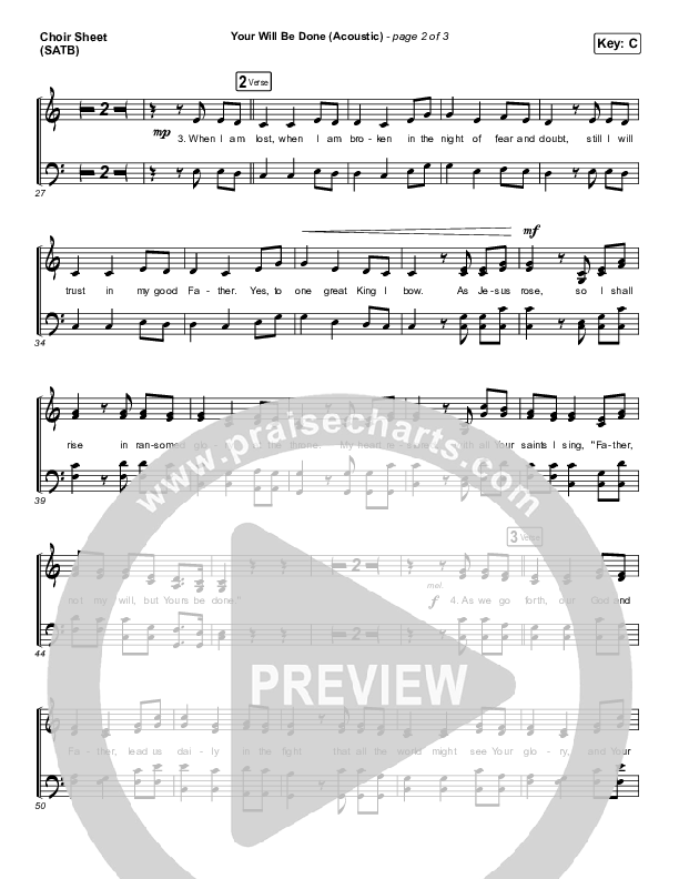 Your Will Be Done (Acoustic) Choir Sheet (SATB) (CityAlight)