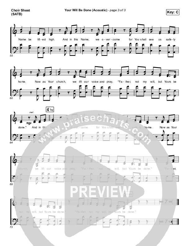Your Will Be Done (Acoustic) Choir Sheet (SATB) (CityAlight)