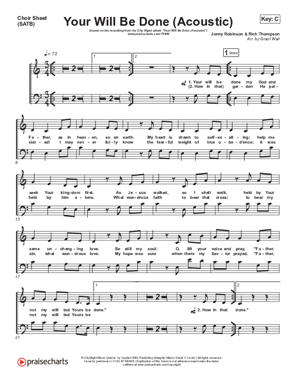 Your Will Be Done (Acoustic) Choir Vocals (SATB) (CityAlight)