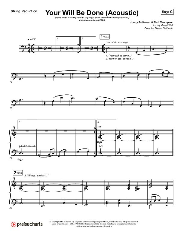 Your Will Be Done (Acoustic) String Reduction (CityAlight)