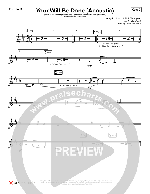 Your Will Be Done (Acoustic) Brass Pack (CityAlight)