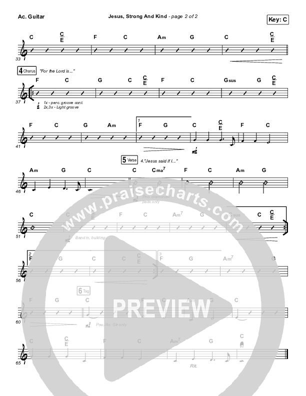 Jesus Strong And Kind Acoustic Guitar Sheet Music PDF (CityAlight) PraiseCharts
