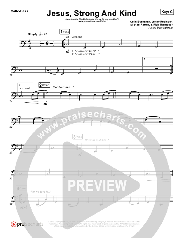 Jesus Strong And Kind Cello/Bass (CityAlight)