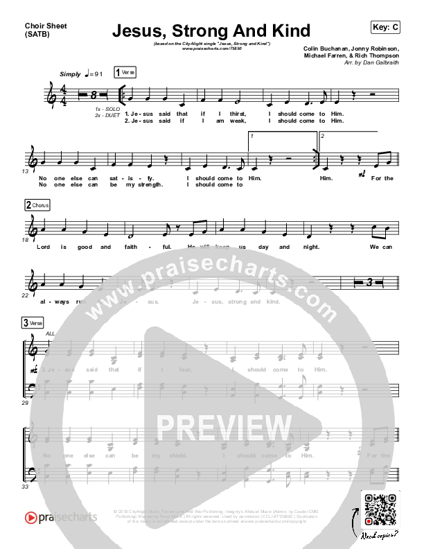 Jesus Strong And Kind Choir Vocals (SATB) (CityAlight)