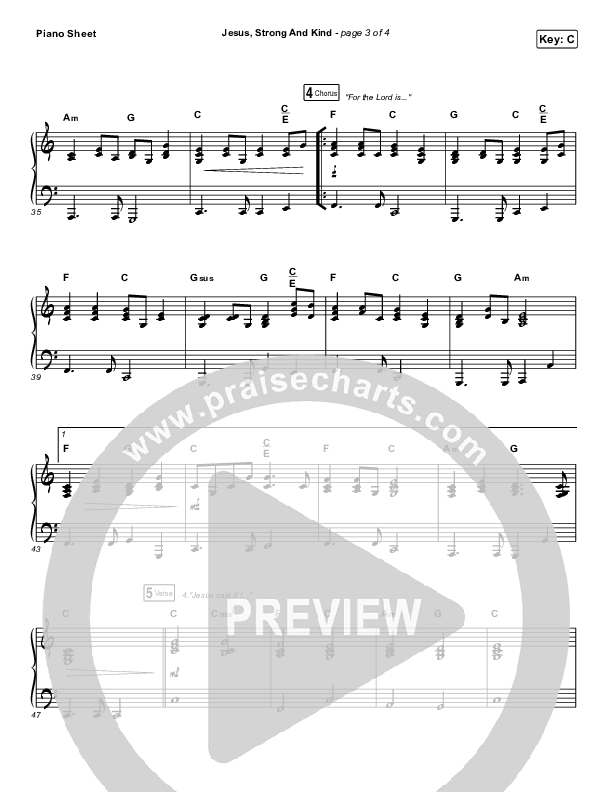 Jesus Strong And Kind Piano Sheet (CityAlight)