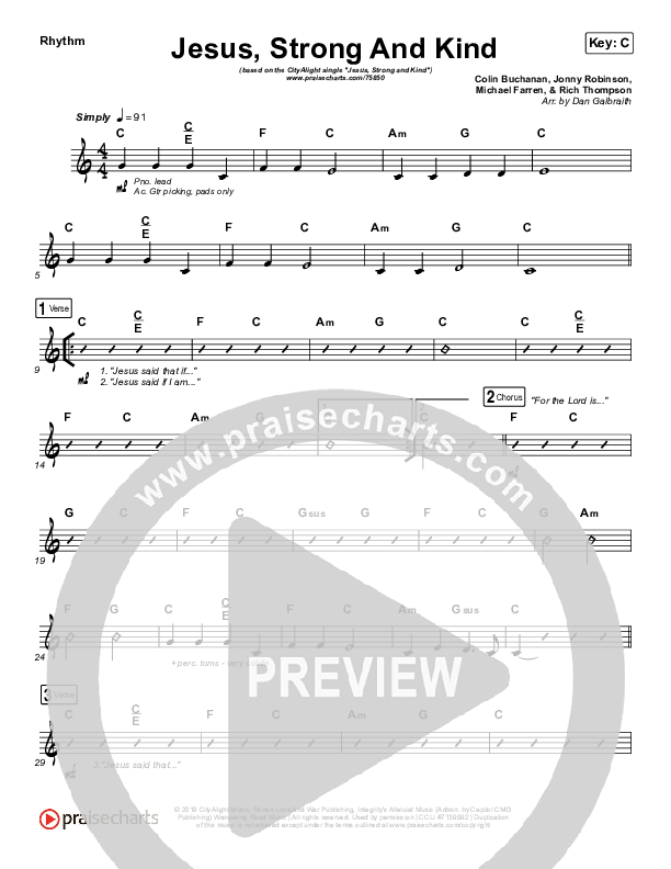 Jesus Strong And Kind Rhythm Chart (CityAlight)
