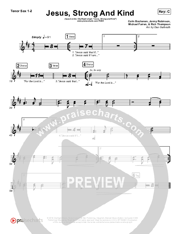 Jesus Strong And Kind Tenor Sax 1/2 (CityAlight)