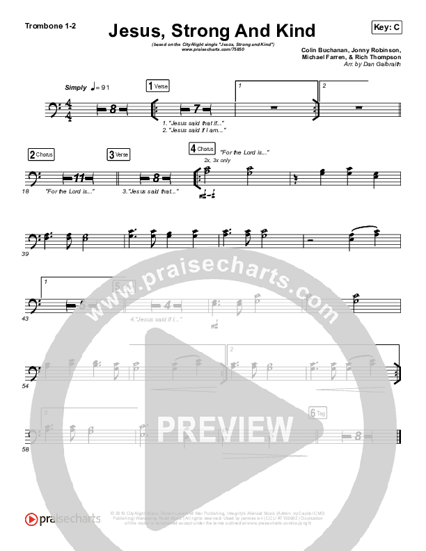 Jesus Strong And Kind Trombone 1/2 (CityAlight)