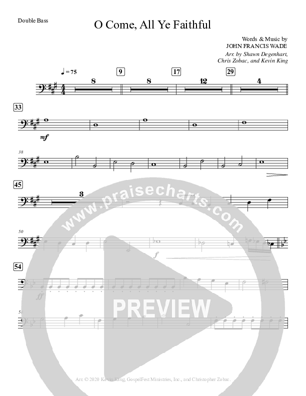 O Come All Ye Faithful Double Bass (Grace Worship)