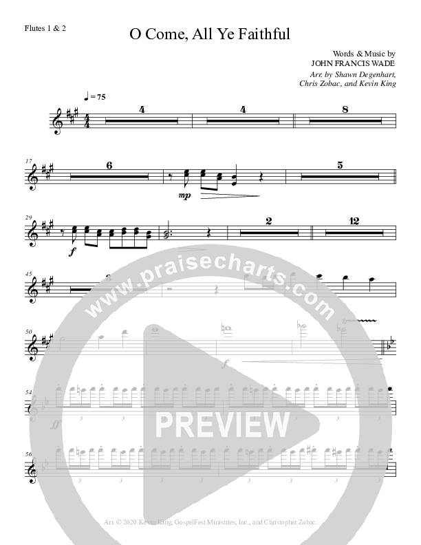 O Come All Ye Faithful Flute 1/2 (Grace Worship)