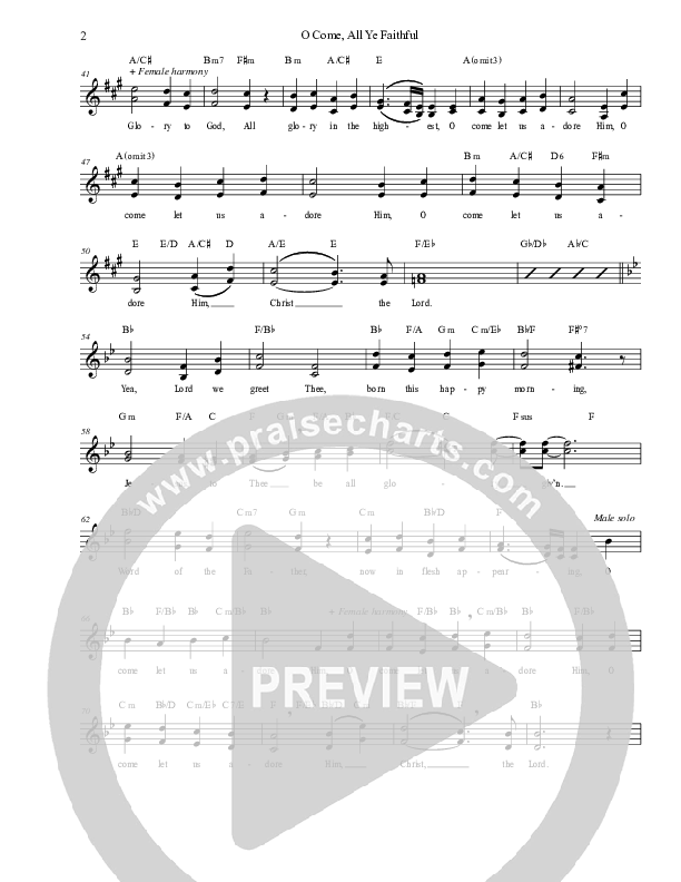 O Come All Ye Faithful Lead Sheet (Grace Worship)