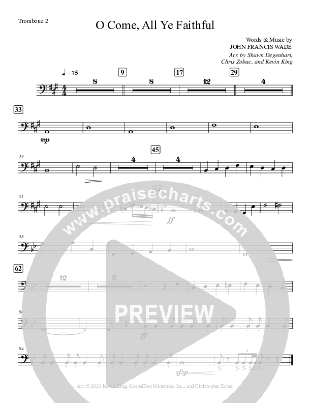 O Come All Ye Faithful Trombone 2 (Grace Worship)