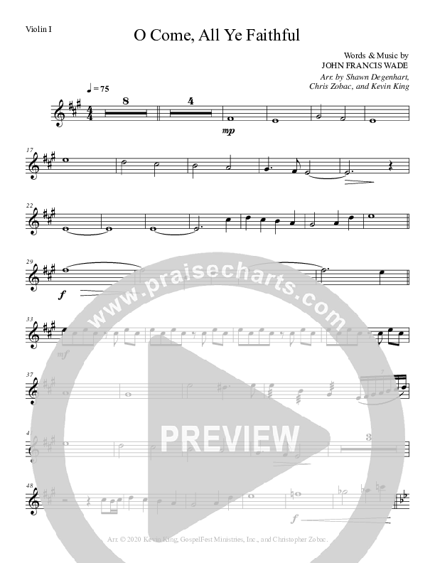 O Come All Ye Faithful Violin 1 (Grace Worship)