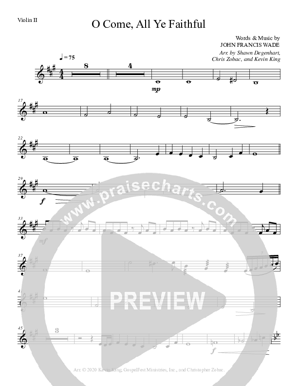 O Come All Ye Faithful Violin 2 (Grace Worship)