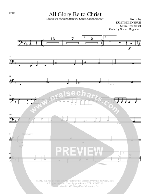 All Glory Be To Christ Cello (Grace Worship)