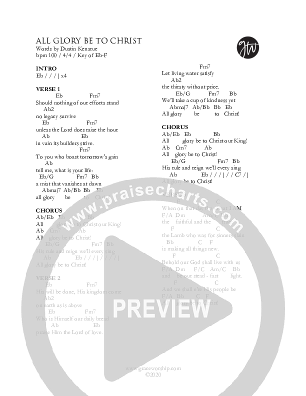 All Glory Be To Christ Chord Chart (Grace Worship)