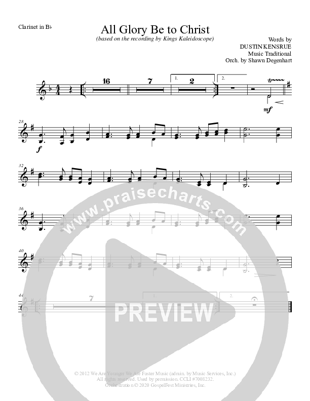 All Glory Be To Christ Clarinet (Grace Worship)