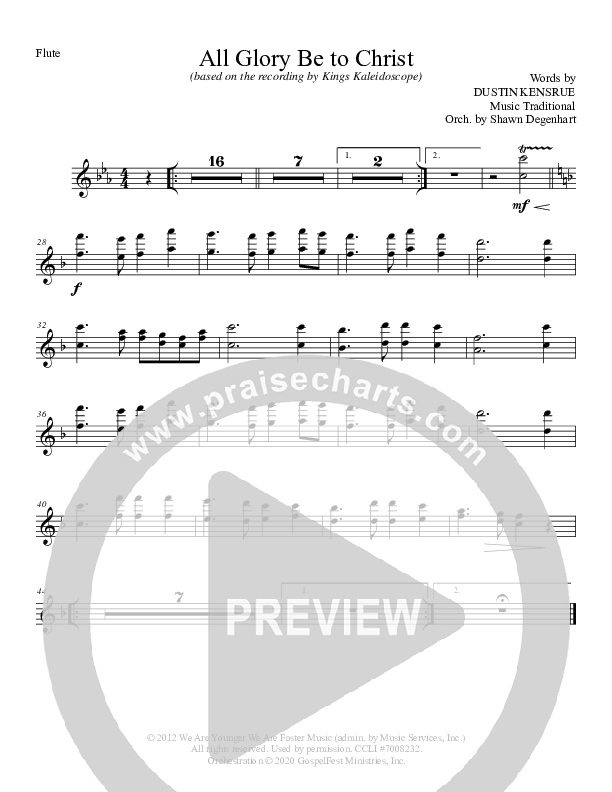 All Glory Be To Christ Flute (Grace Worship)