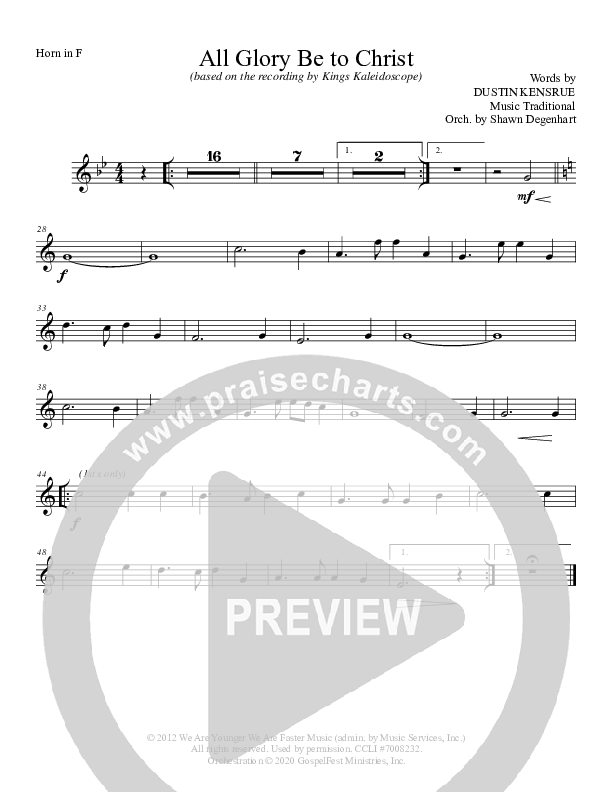 All Glory Be To Christ French Horn (Grace Worship)