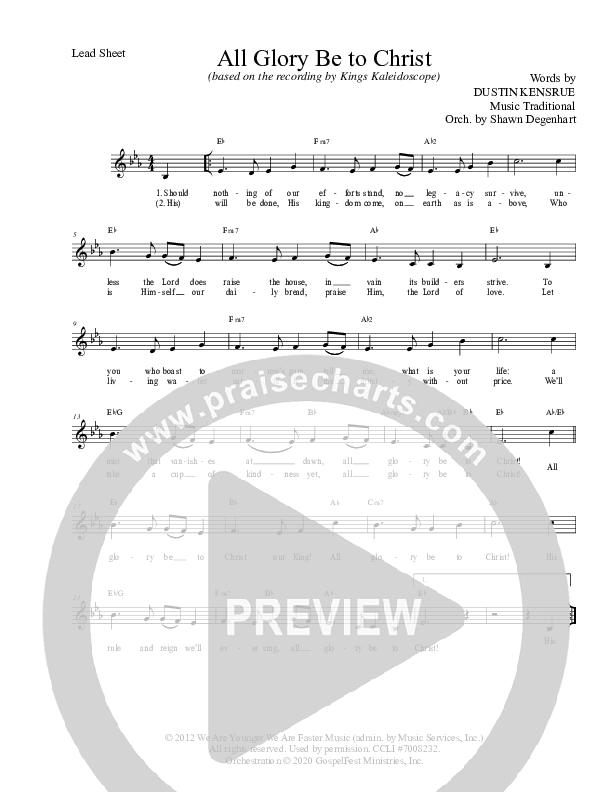 All Glory Be To Christ Lead Sheet (Grace Worship)
