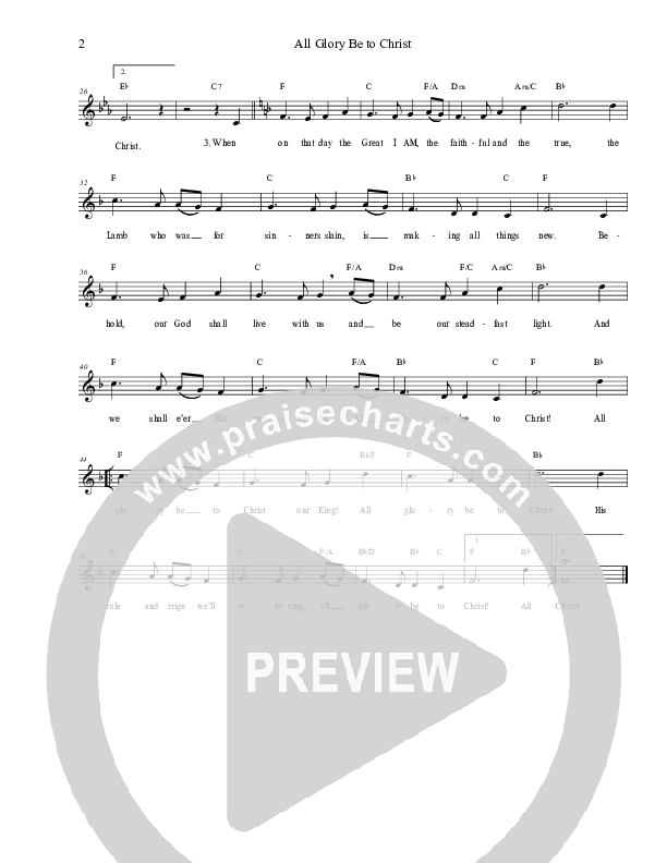 All Glory Be To Christ Lead Sheet (Grace Worship)