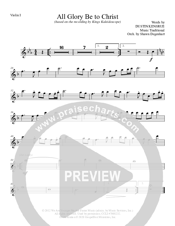 All Glory Be To Christ Violin 1 (Grace Worship)