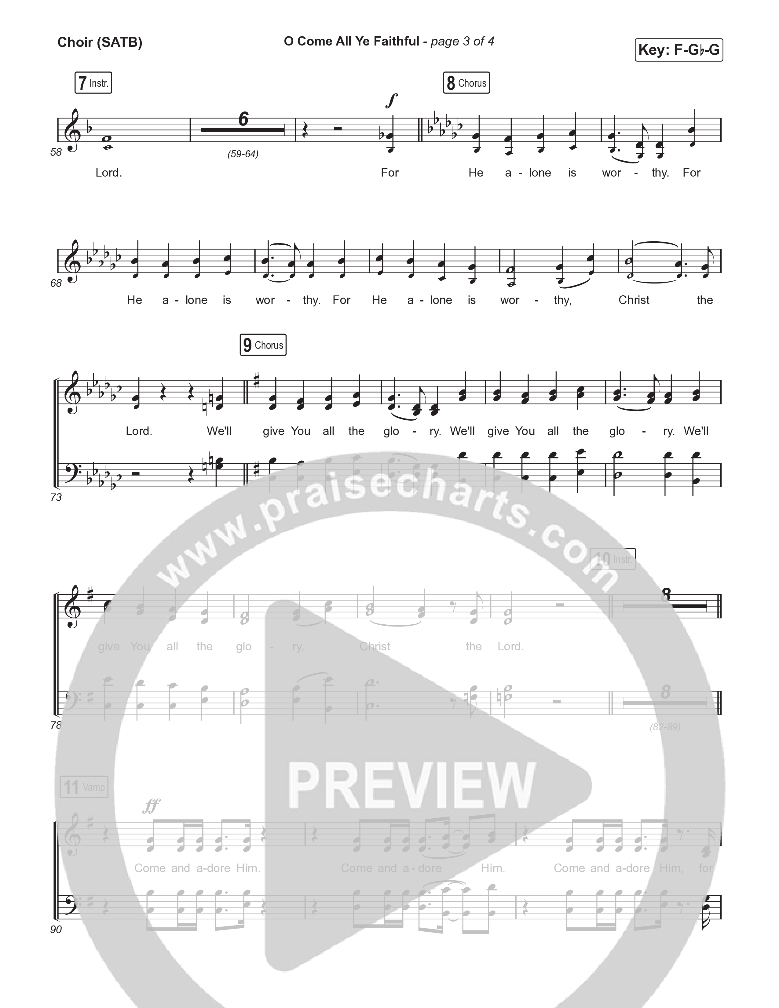 O Come All Ye Faithful (Live) Choir Sheet (SATB) (Planetshakers)