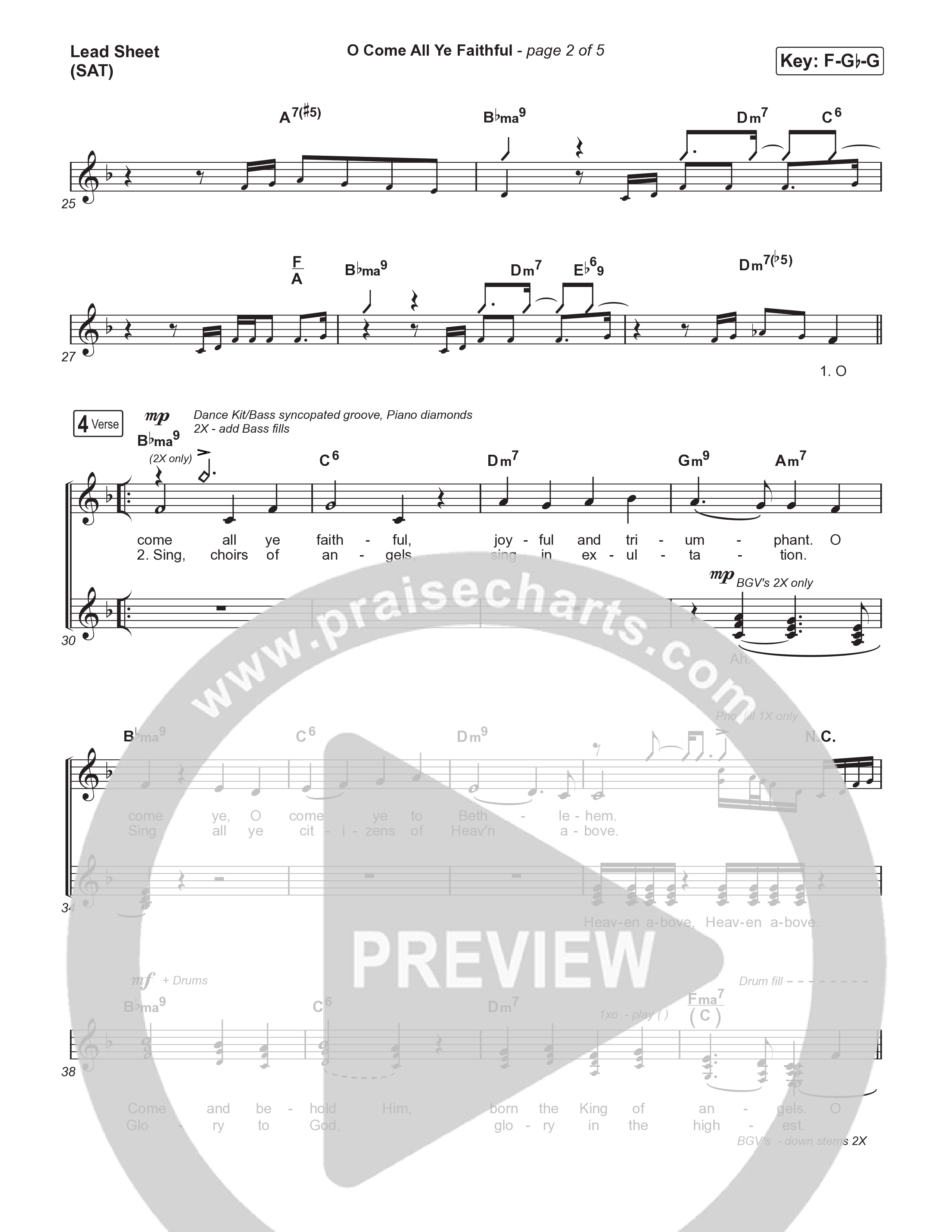 O Come All Ye Faithful (Live) Lead Sheet (SAT) (Planetshakers)