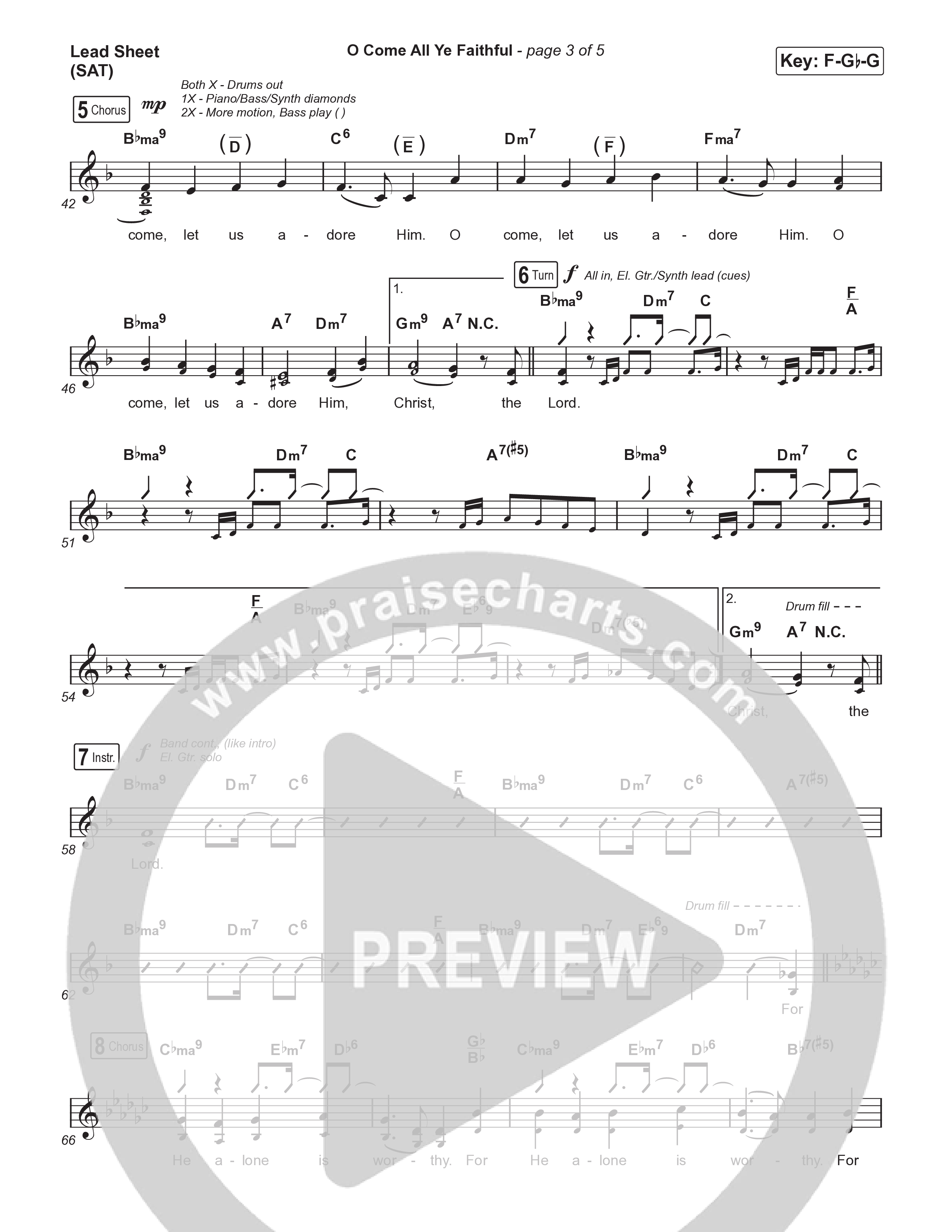 O Come All Ye Faithful (Live) Lead Sheet (SAT) (Planetshakers)