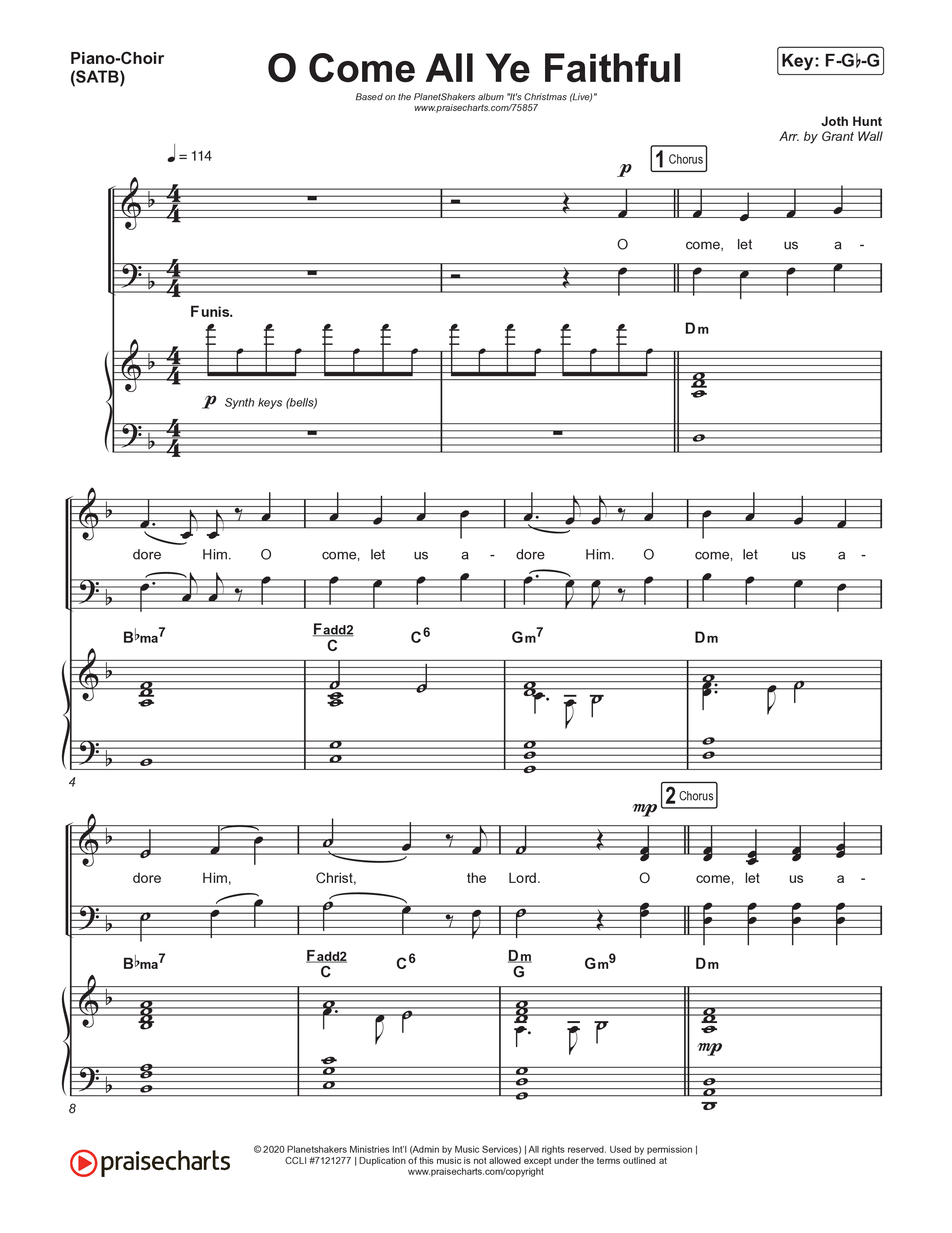 O Come All Ye Faithful (Live) Piano/Vocal Pack (Planetshakers)