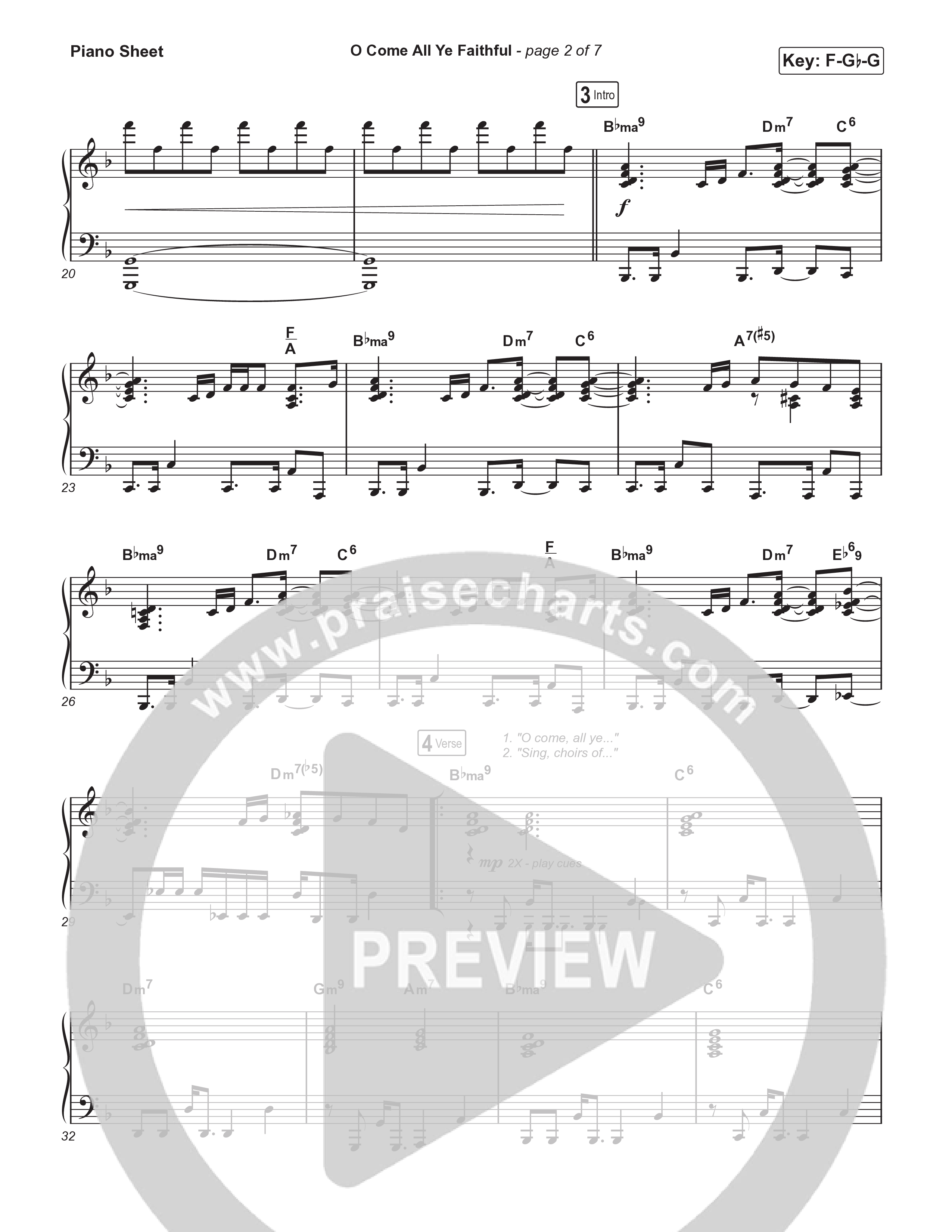 O Come All Ye Faithful (Live) Piano Sheet (Planetshakers)